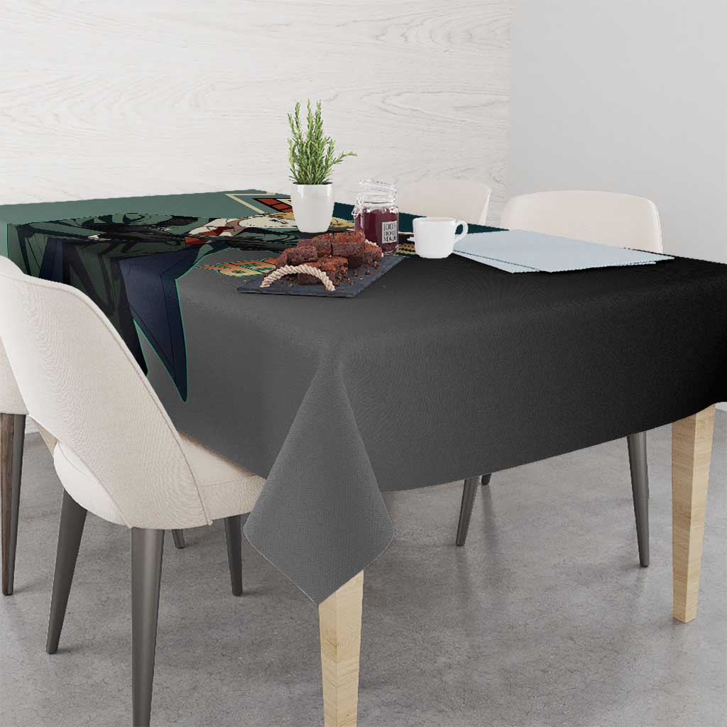 Loid Forger Spy x Family Green and Black Theme Tablecloth with Gun Pose and Sharp Agent Style Design - The Mazicc