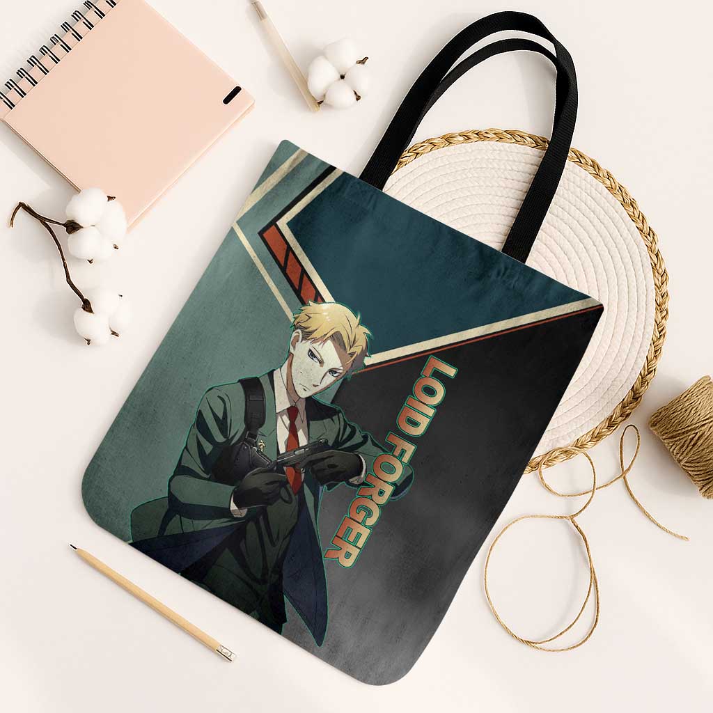 Loid Forger Spy x Family Green and Black Theme Tote Bag with Gun Pose and Sharp Agent Style Design - The Mazicc