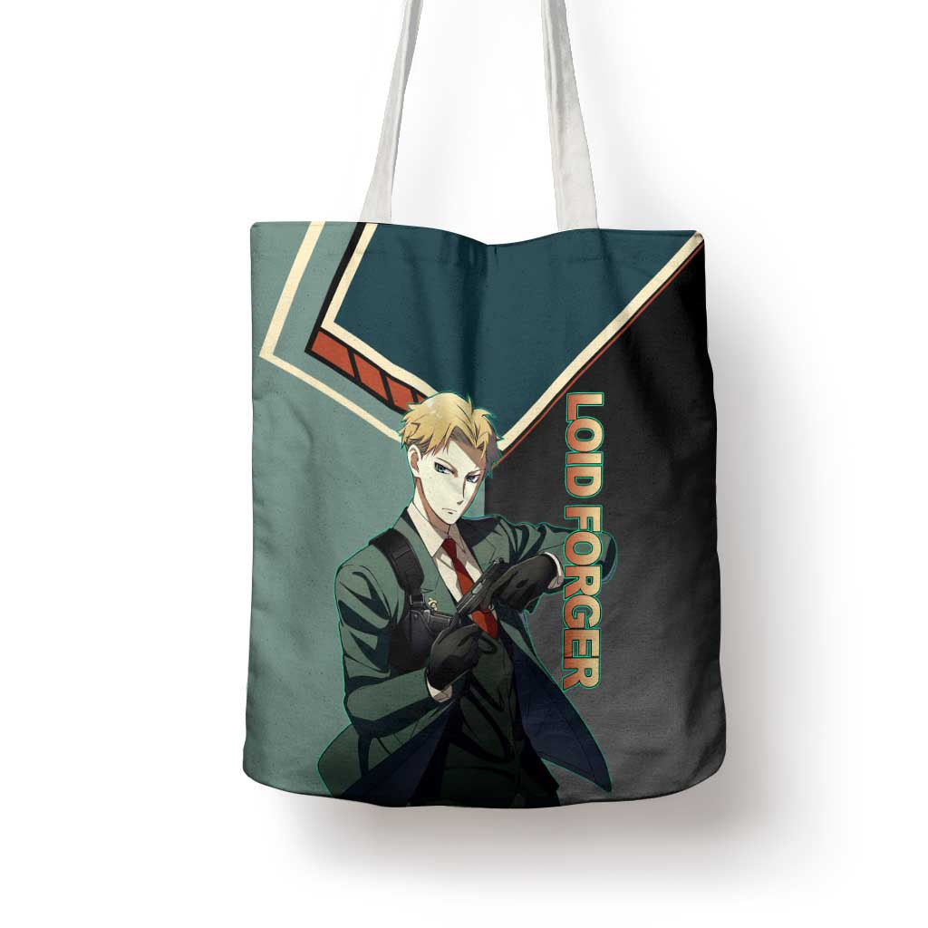 Loid Forger Spy x Family Green and Black Theme Tote Bag with Gun Pose and Sharp Agent Style Design - The Mazicc