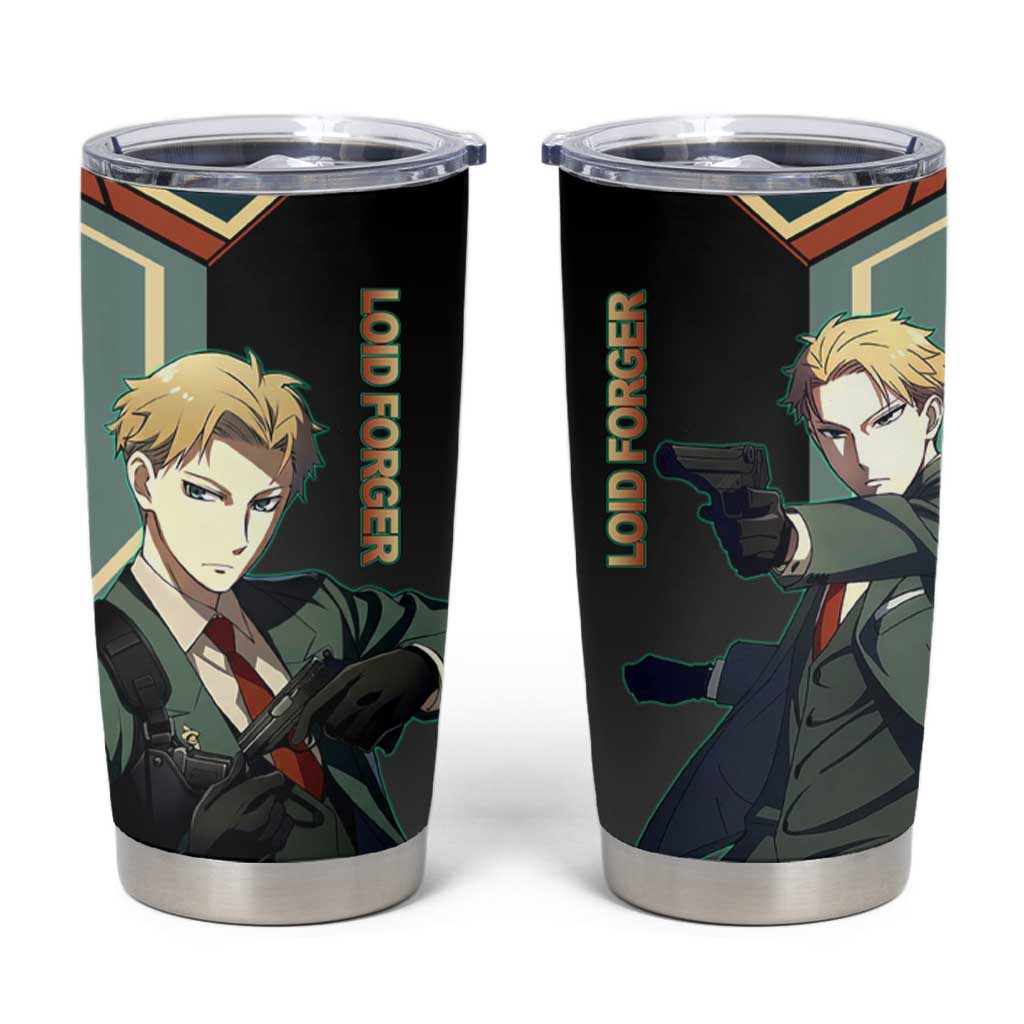 Loid Forger Spy x Family Green and Black Theme Tumbler Cup with Gun Pose and Sharp Agent Style Design - The Mazicc