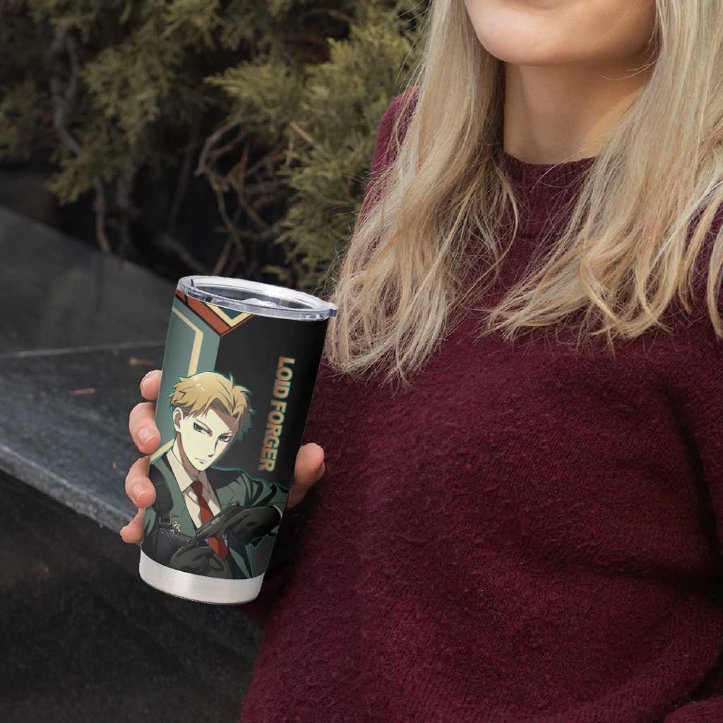 Loid Forger Spy x Family Green and Black Theme Tumbler Cup with Gun Pose and Sharp Agent Style Design - The Mazicc