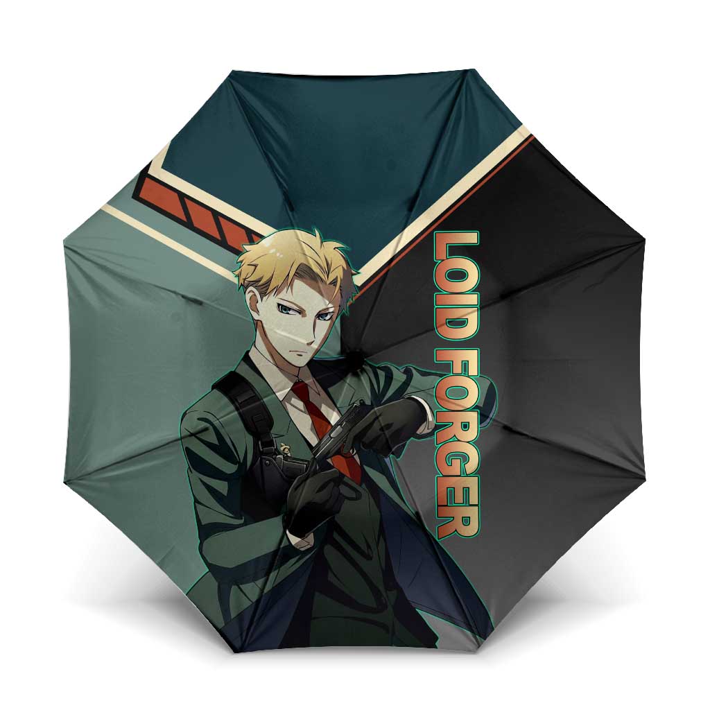 Loid Forger Spy x Family Green and Black Theme Umbrella with Gun Pose and Sharp Agent Style Design - The Mazicc