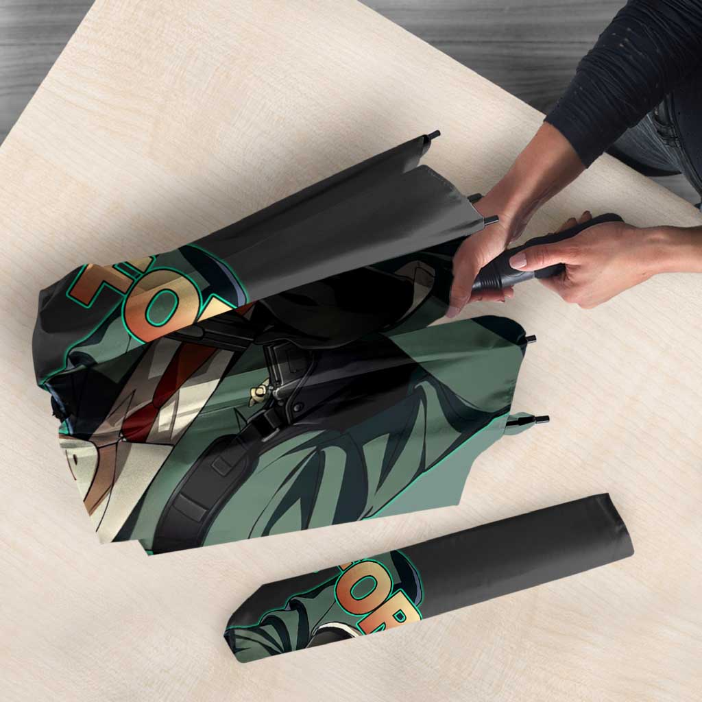 Loid Forger Spy x Family Green and Black Theme Umbrella with Gun Pose and Sharp Agent Style Design - The Mazicc