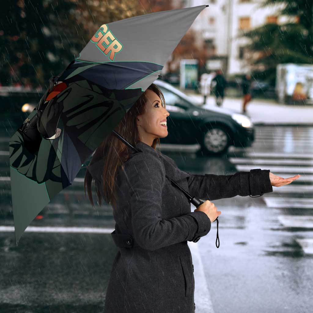 Loid Forger Spy x Family Green and Black Theme Umbrella with Gun Pose and Sharp Agent Style Design - The Mazicc