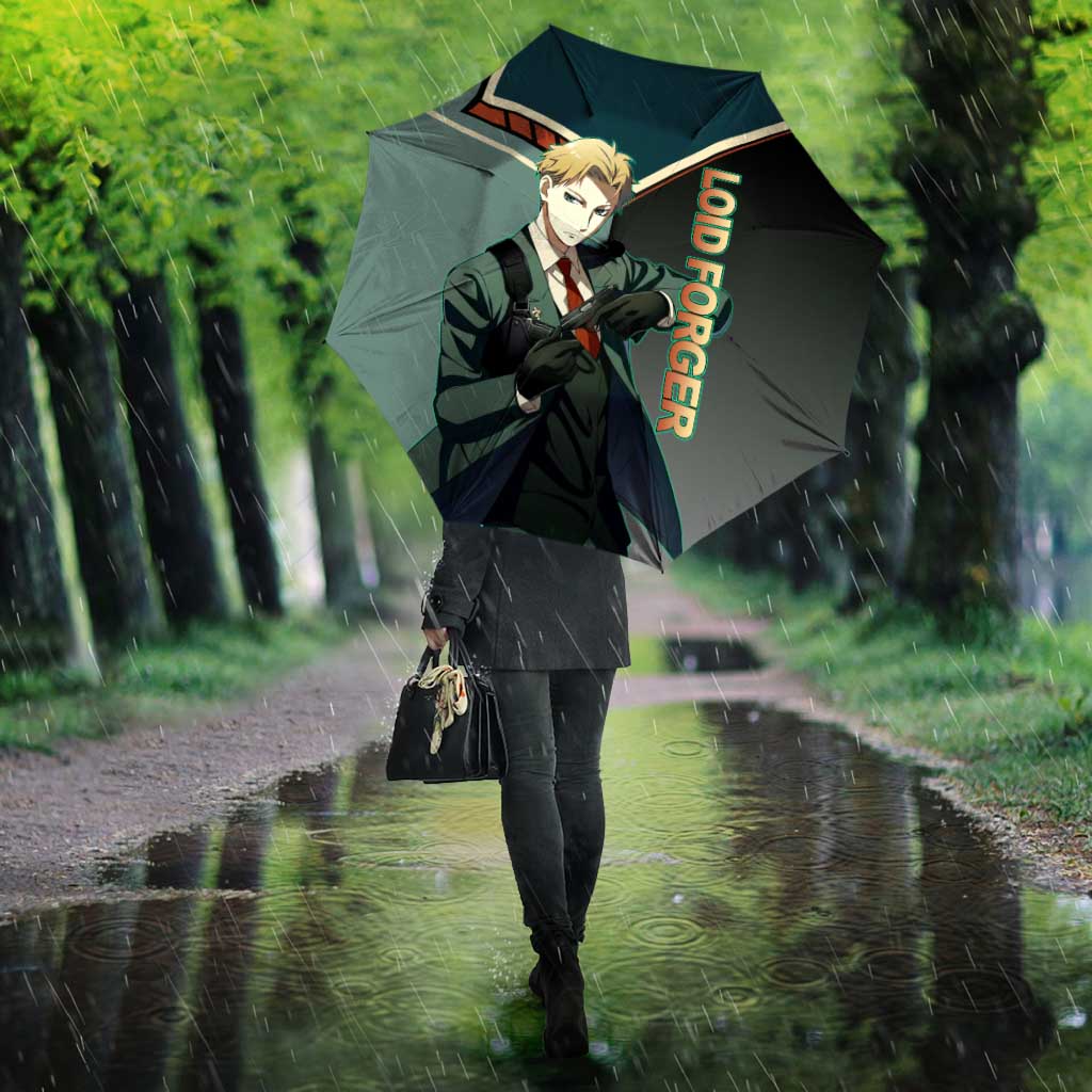 Loid Forger Spy x Family Green and Black Theme Umbrella with Gun Pose and Sharp Agent Style Design - The Mazicc