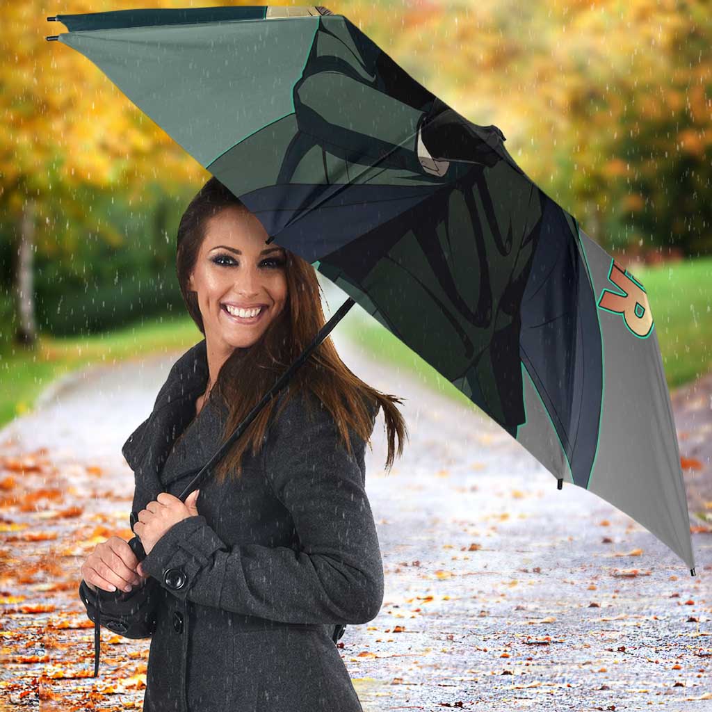 Loid Forger Spy x Family Green and Black Theme Umbrella with Gun Pose and Sharp Agent Style Design - The Mazicc