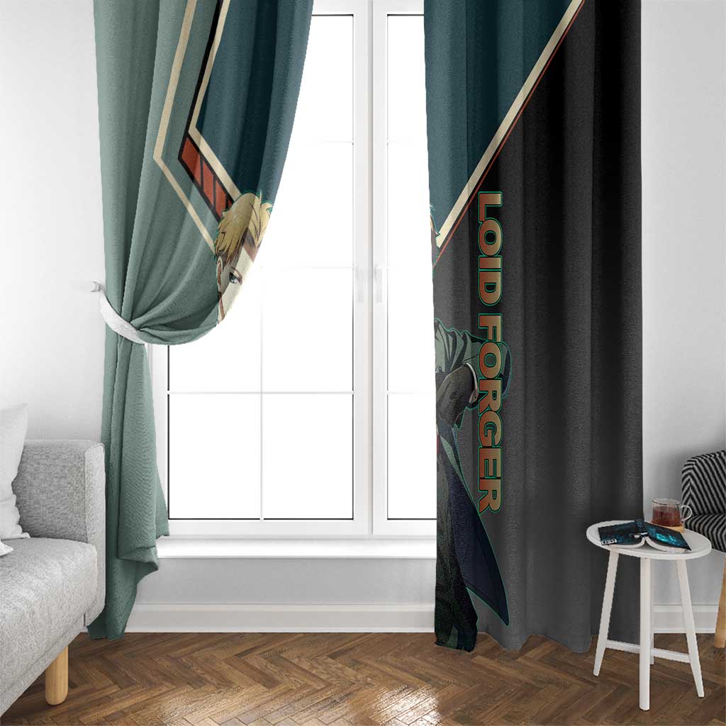 Loid Forger Spy x Family Green and Black Theme Window Curtain with Gun Pose and Sharp Agent Style Design - The Mazicc