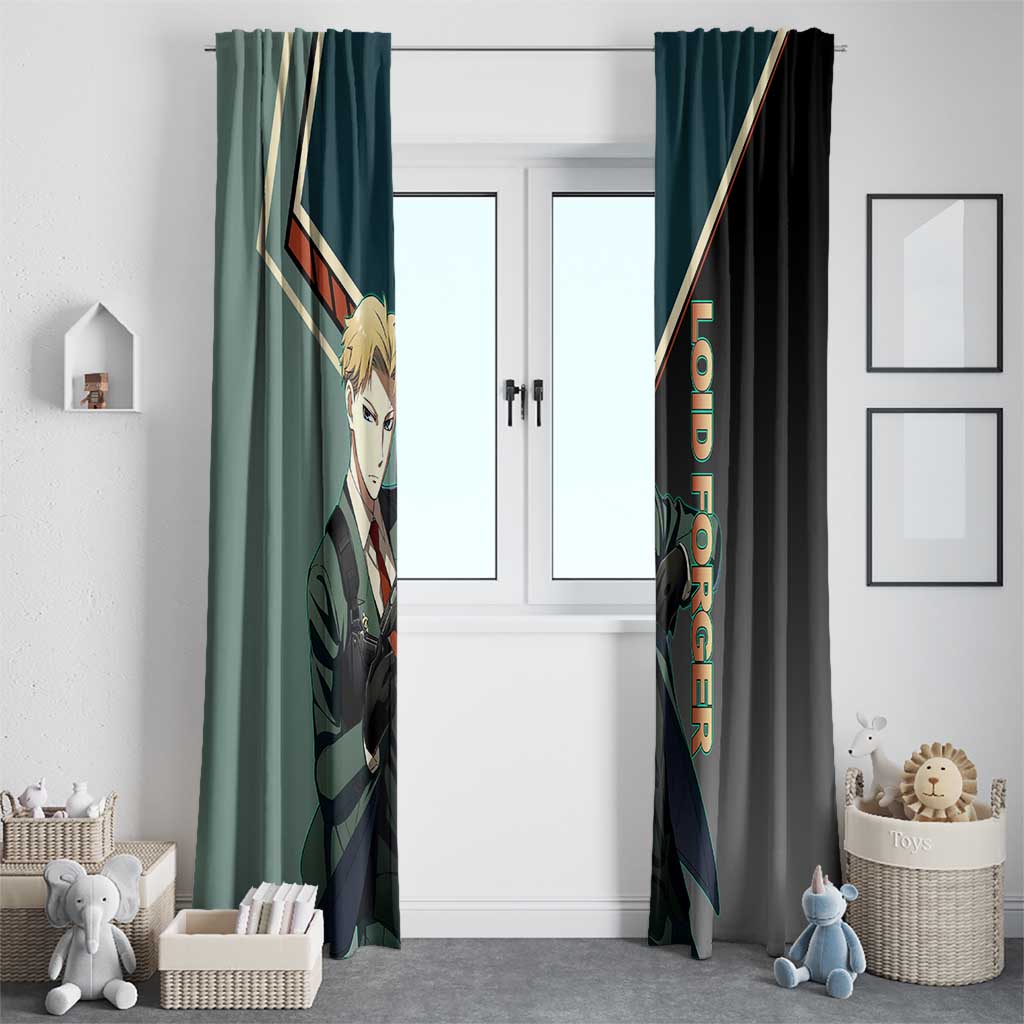 Loid Forger Spy x Family Green and Black Theme Window Curtain with Gun Pose and Sharp Agent Style Design - The Mazicc