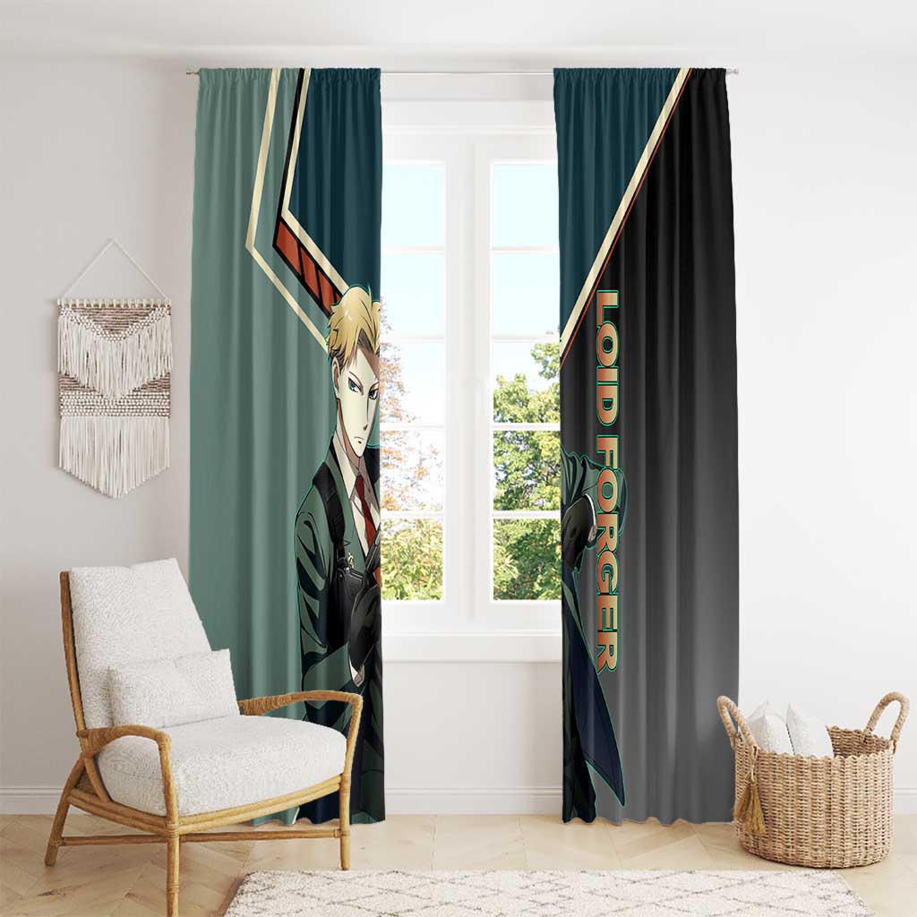 Loid Forger Spy x Family Green and Black Theme Window Curtain with Gun Pose and Sharp Agent Style Design - The Mazicc