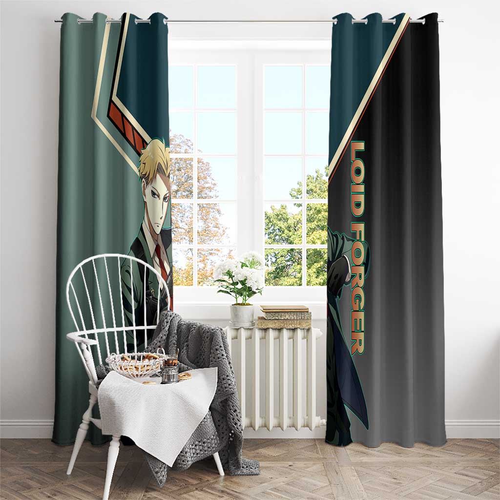 Loid Forger Spy x Family Green and Black Theme Window Curtain with Gun Pose and Sharp Agent Style Design - The Mazicc