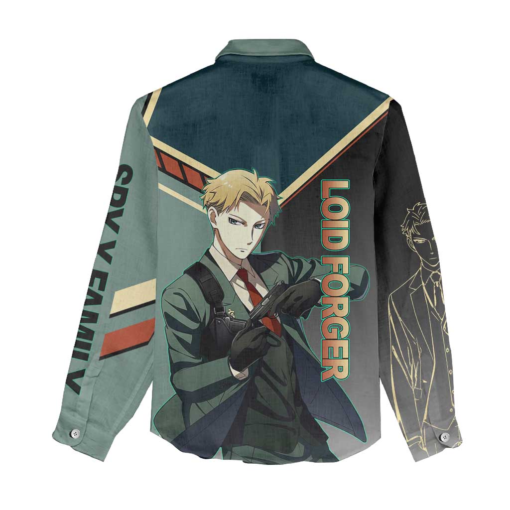 Loid Forger Spy x Family Green and Black Theme Women Casual Shirt with Gun Pose and Sharp Agent Style Design - The Mazicc
