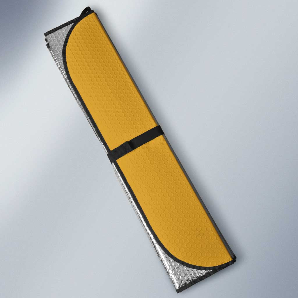 Usopp One Piece Basketball Theme Yellow and Black Design Auto Sun Shade with Sniper Emblem and Action Pose - The Mazicc