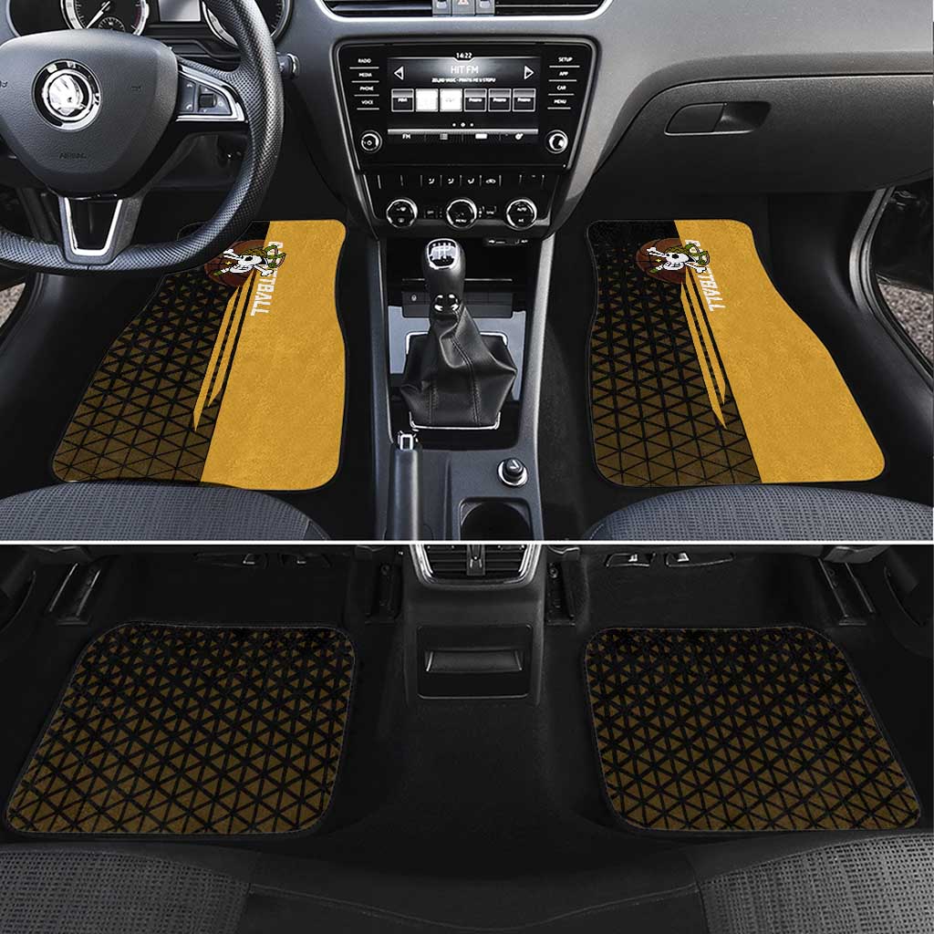 Usopp One Piece Basketball Theme Yellow and Black Design Car Mats with Sniper Emblem and Action Pose - The Mazicc