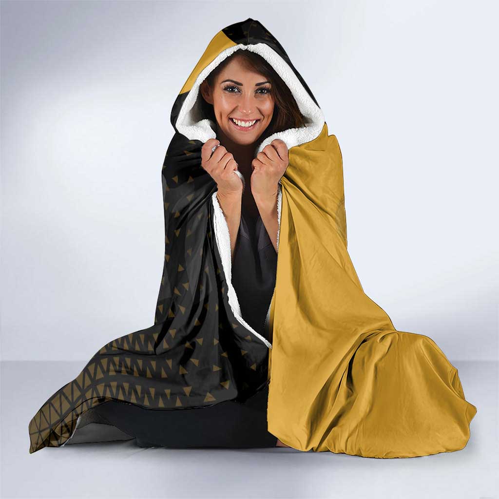 Usopp One Piece Basketball Theme Yellow and Black Design Hooded Blanket with Sniper Emblem and Action Pose - The Mazicc