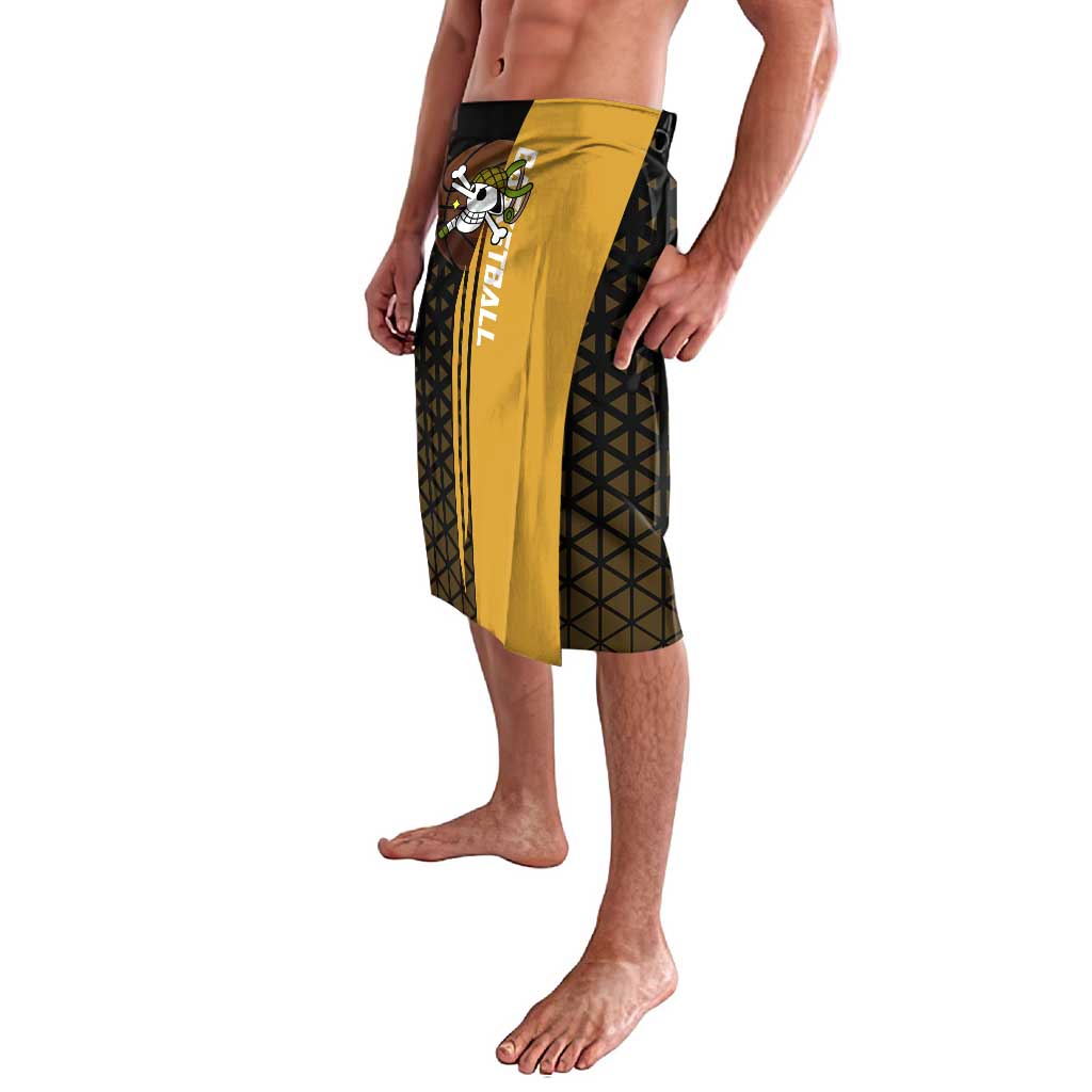 Usopp One Piece Basketball Theme Yellow and Black Design Lavalava with Sniper Emblem and Action Pose - The Mazicc