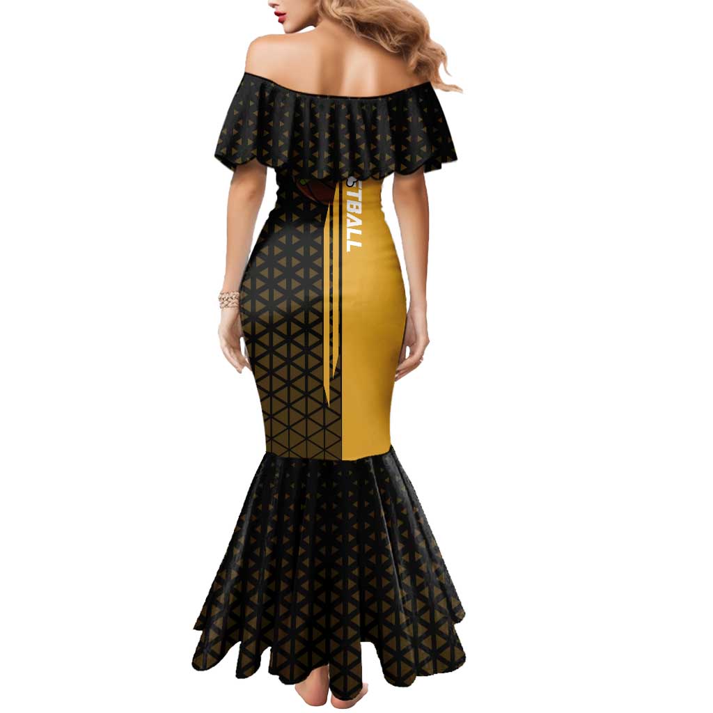 Usopp One Piece Basketball Theme Yellow and Black Design Mermaid Dress with Sniper Emblem and Action Pose - The Mazicc
