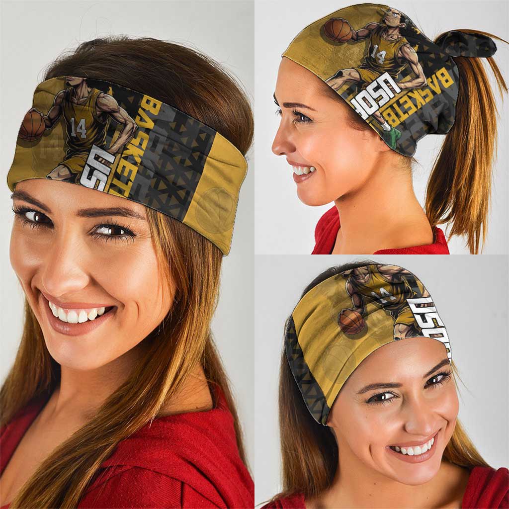 Usopp One Piece Basketball Theme Yellow and Black Design Neck Gaiter with Sniper Emblem and Action Pose - The Mazicc