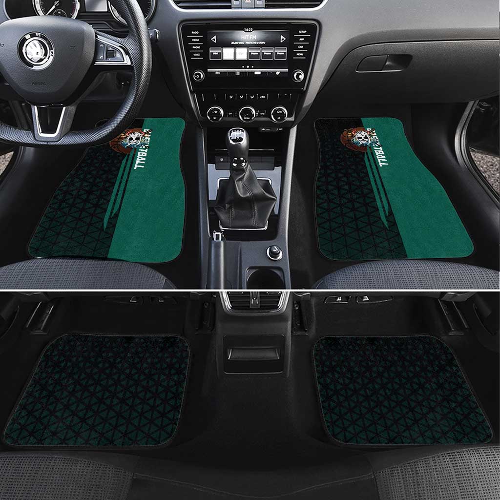 Yamato One Piece Basketball Theme Green and Black Design Car Mats with Oni Mask Emblem and Dynamic Pose - The Mazicc