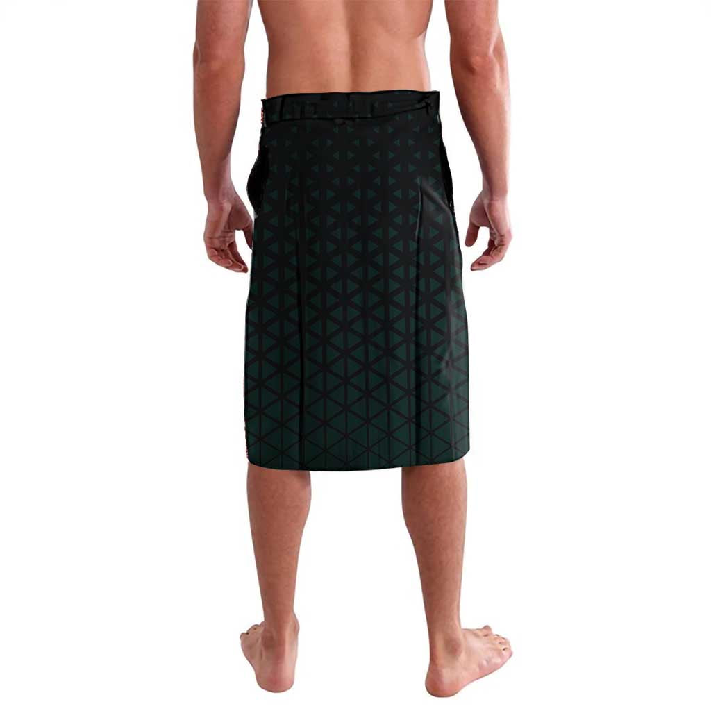 Yamato One Piece Basketball Theme Green and Black Design Lavalava with Oni Mask Emblem and Dynamic Pose - The Mazicc