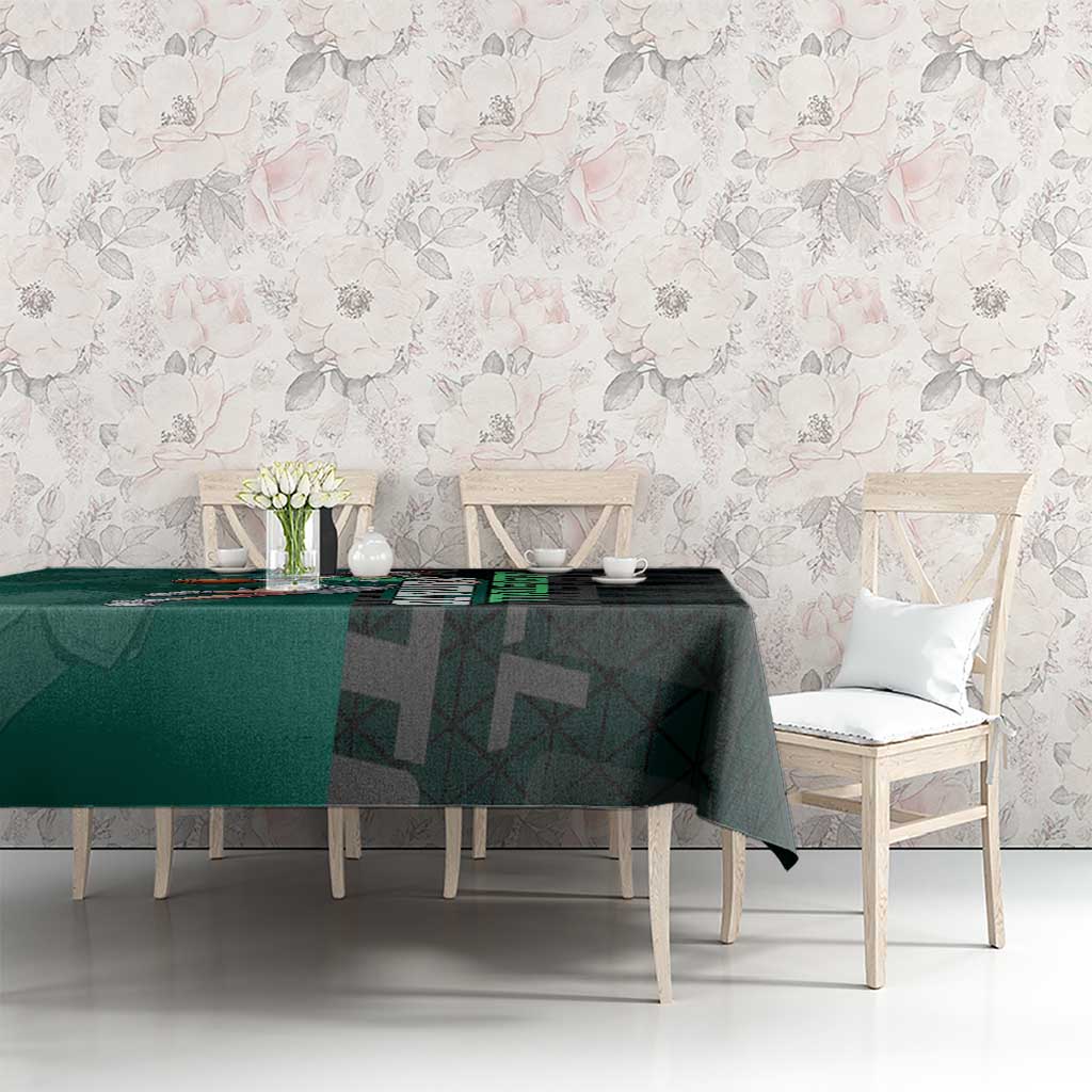 Yamato One Piece Basketball Theme Green and Black Design Tablecloth with Oni Mask Emblem and Dynamic Pose - The Mazicc