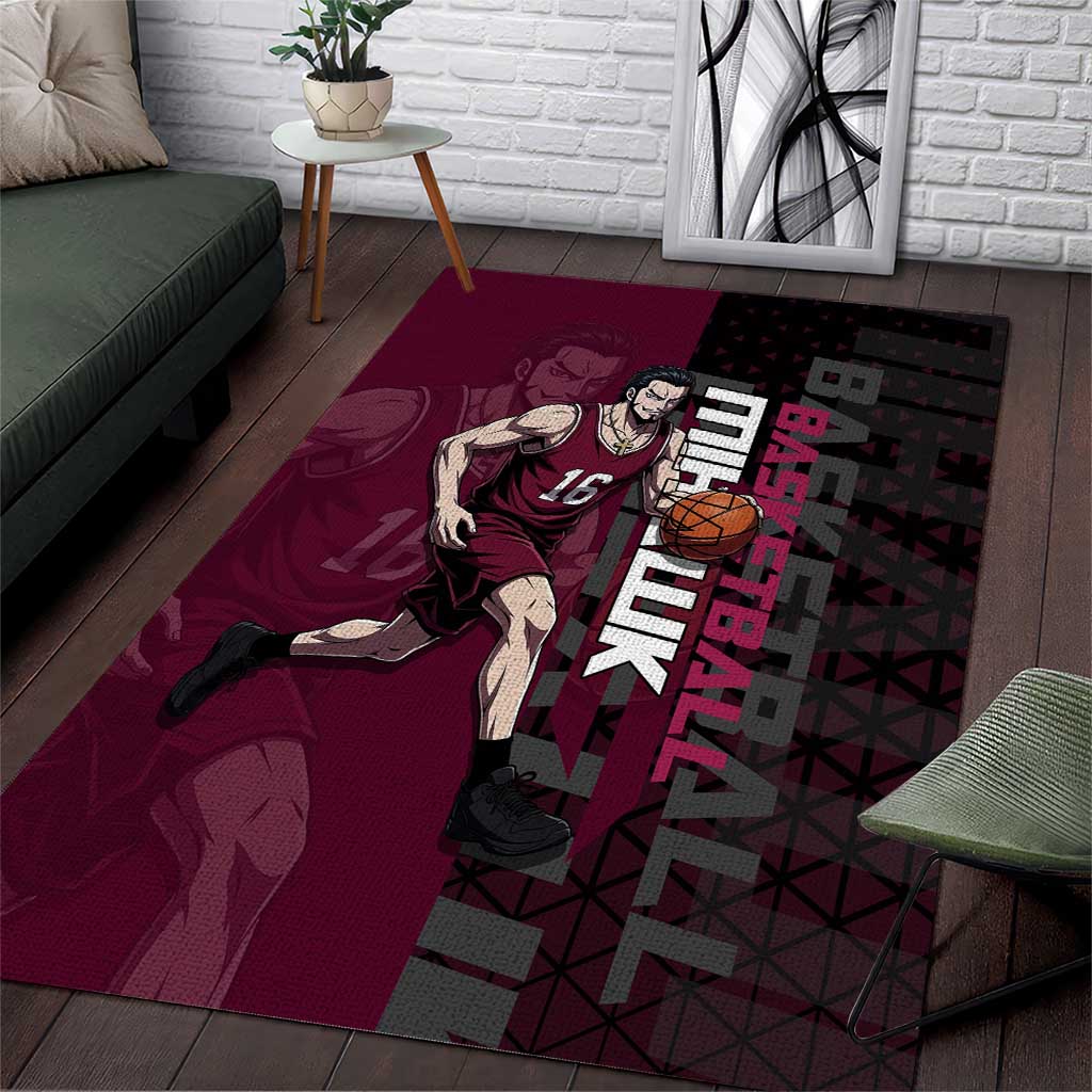 Mihawk One Piece Basketball Area Rug Aggressive Pose - The Mazicc