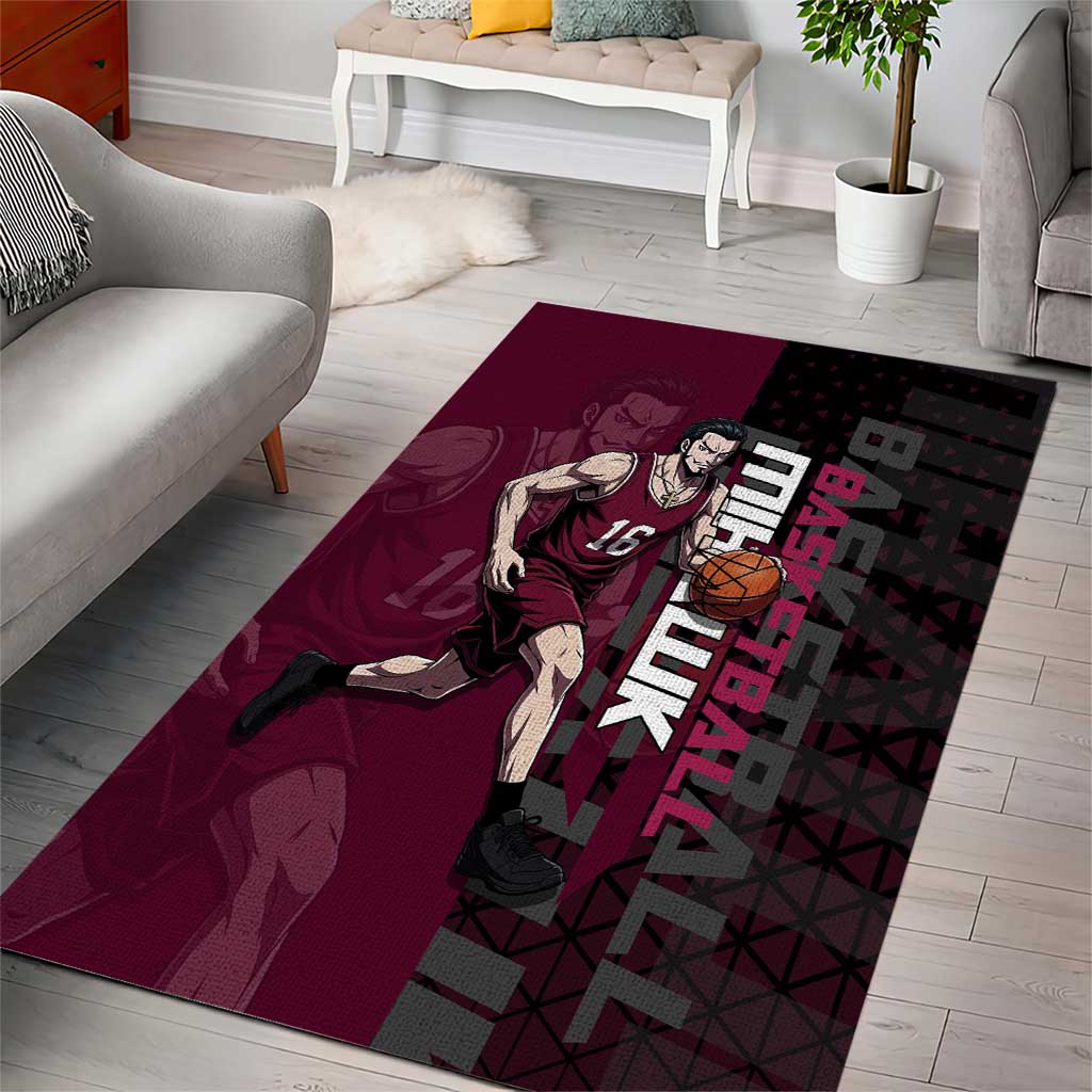 Mihawk One Piece Basketball Area Rug Aggressive Pose - The Mazicc