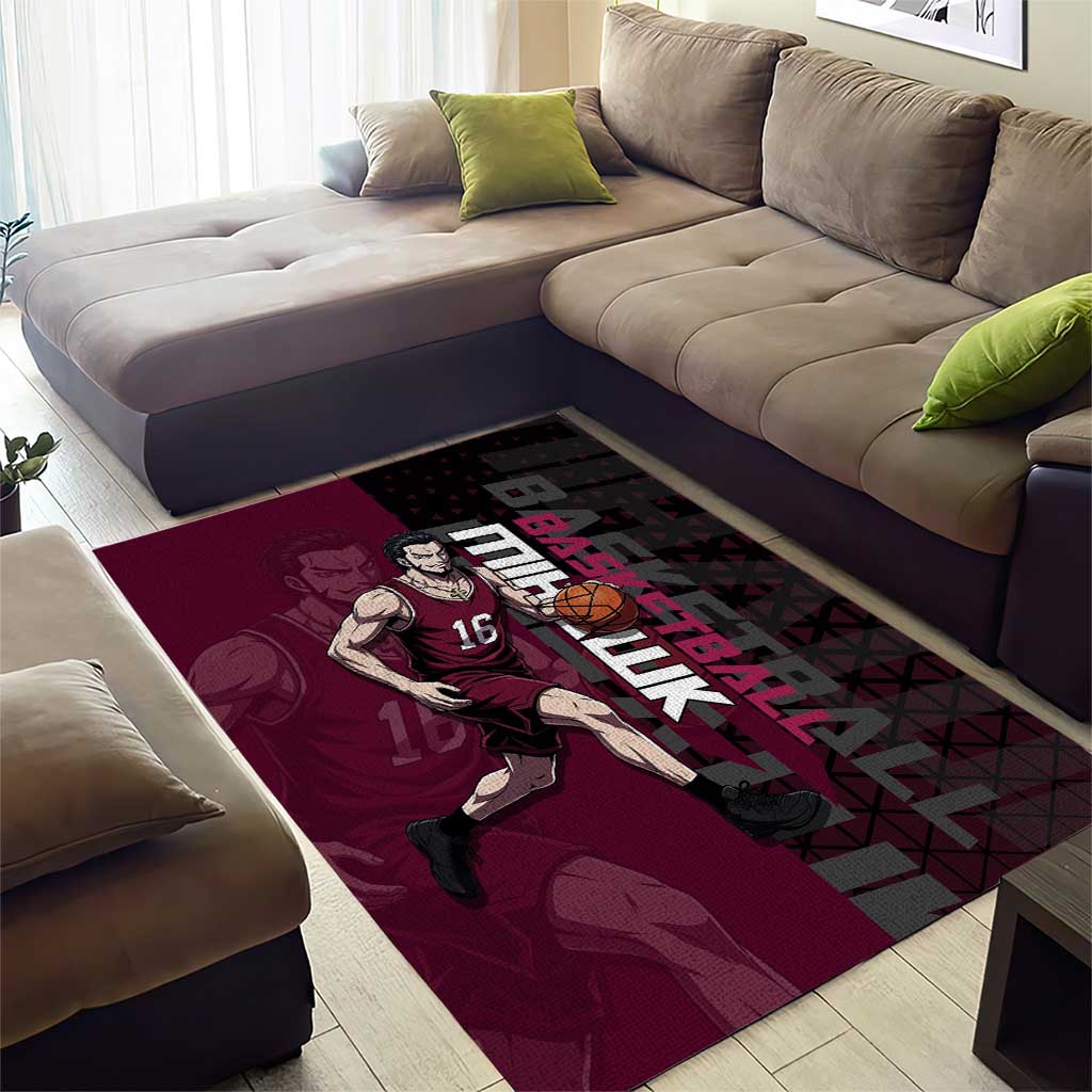 Mihawk One Piece Basketball Area Rug Aggressive Pose - The Mazicc