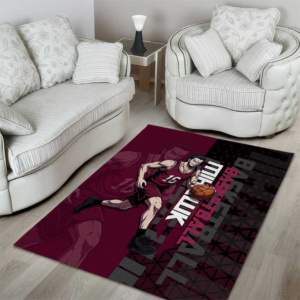 Mihawk One Piece Basketball Area Rug Aggressive Pose - The Mazicc