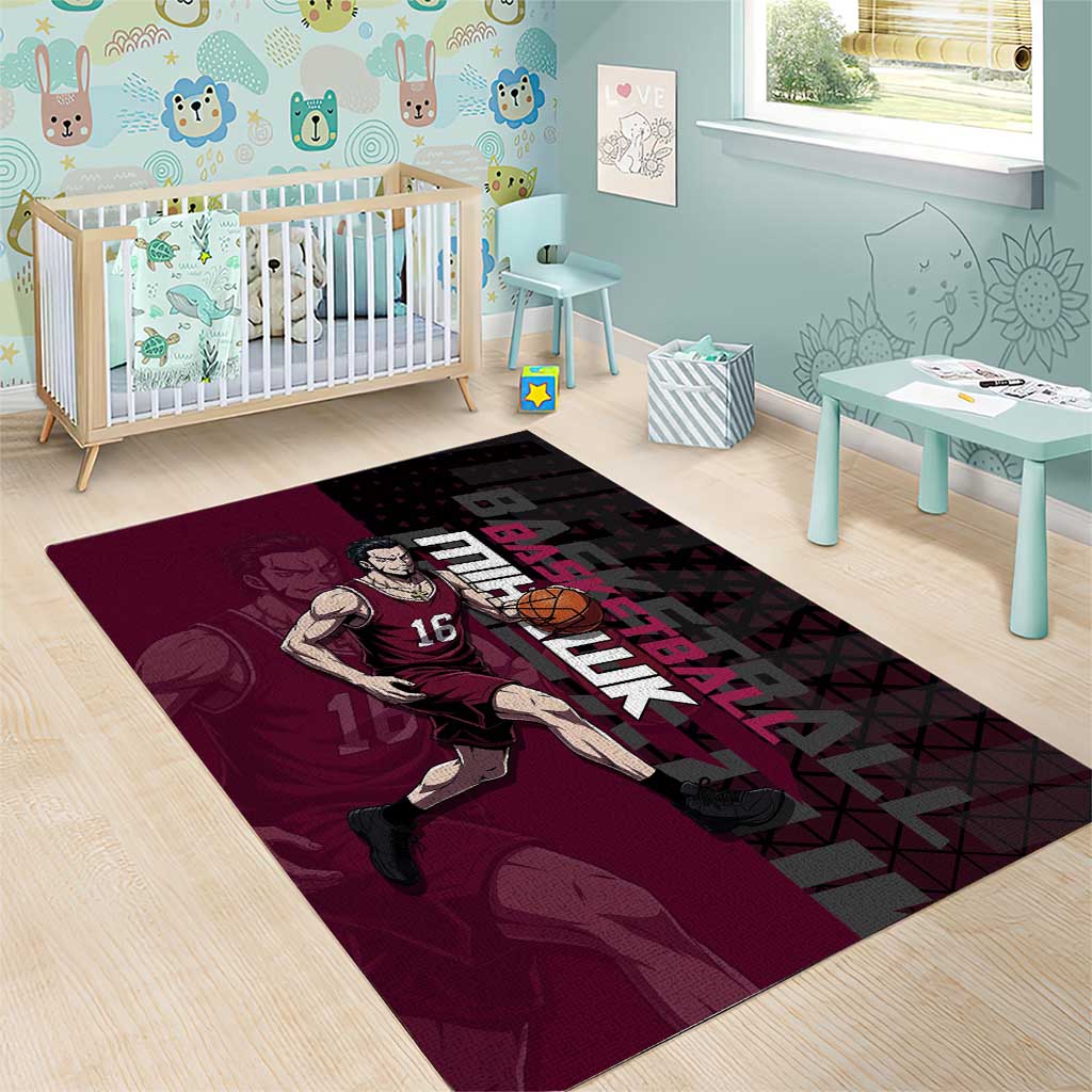 Mihawk One Piece Basketball Area Rug Aggressive Pose - The Mazicc