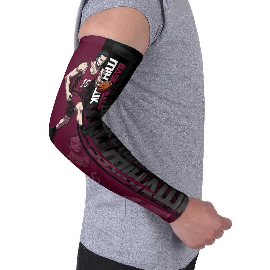 Mihawk One Piece Basketball Arm Sleeves Aggressive Pose - The Mazicc