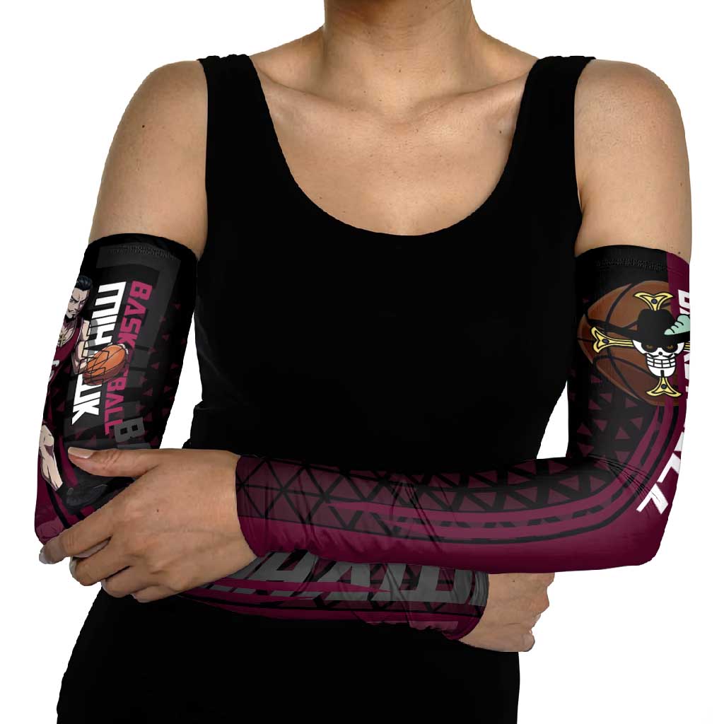 Mihawk One Piece Basketball Arm Sleeves Aggressive Pose - The Mazicc