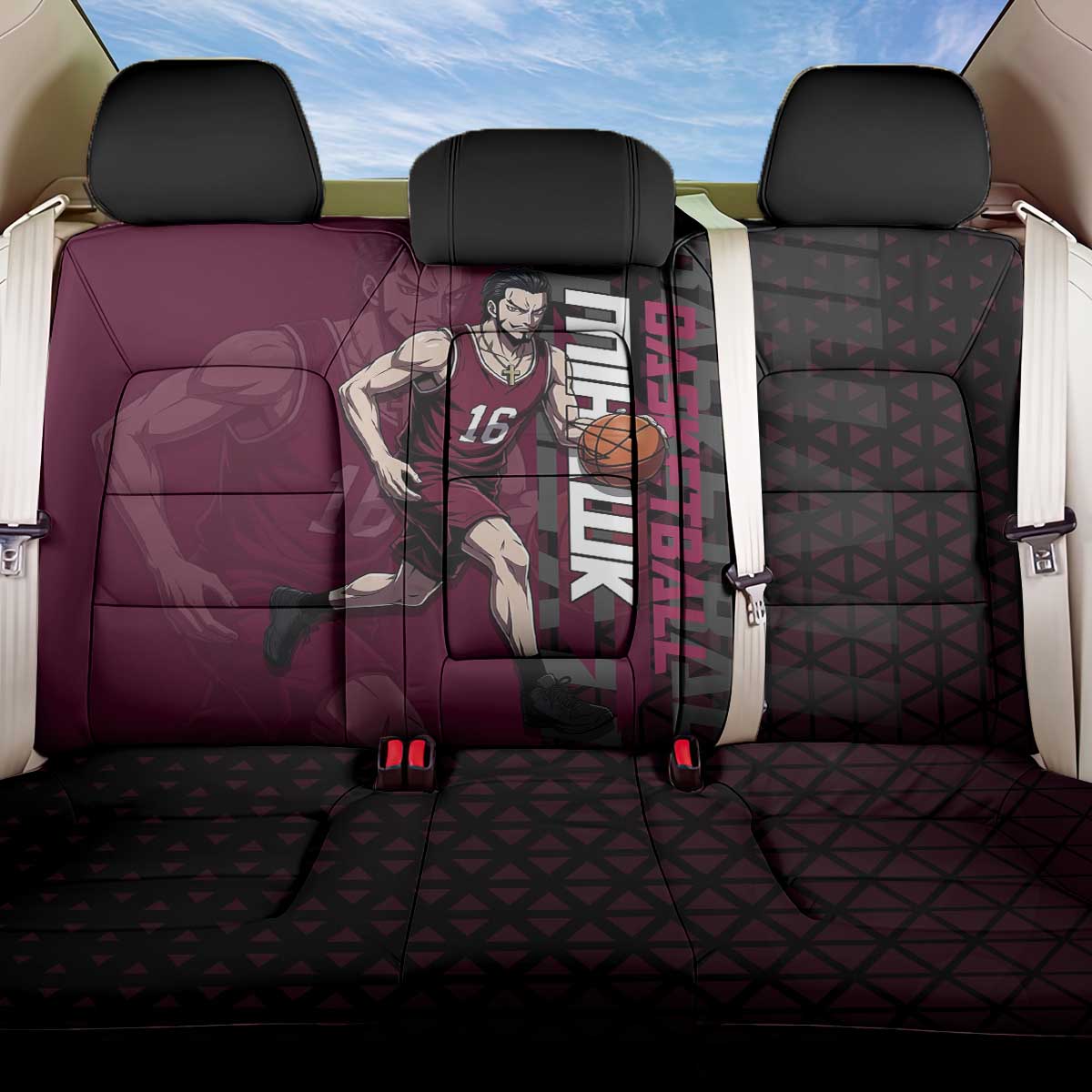 Mihawk One Piece Basketball Back Car Seat Cover Aggressive Pose - The Mazicc