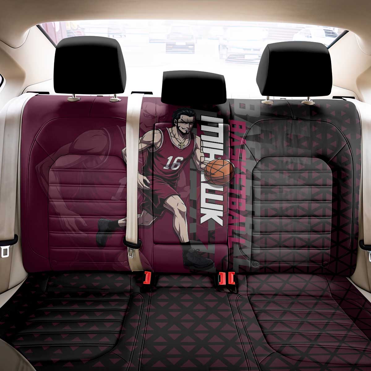 Mihawk One Piece Basketball Back Car Seat Cover Aggressive Pose - The Mazicc