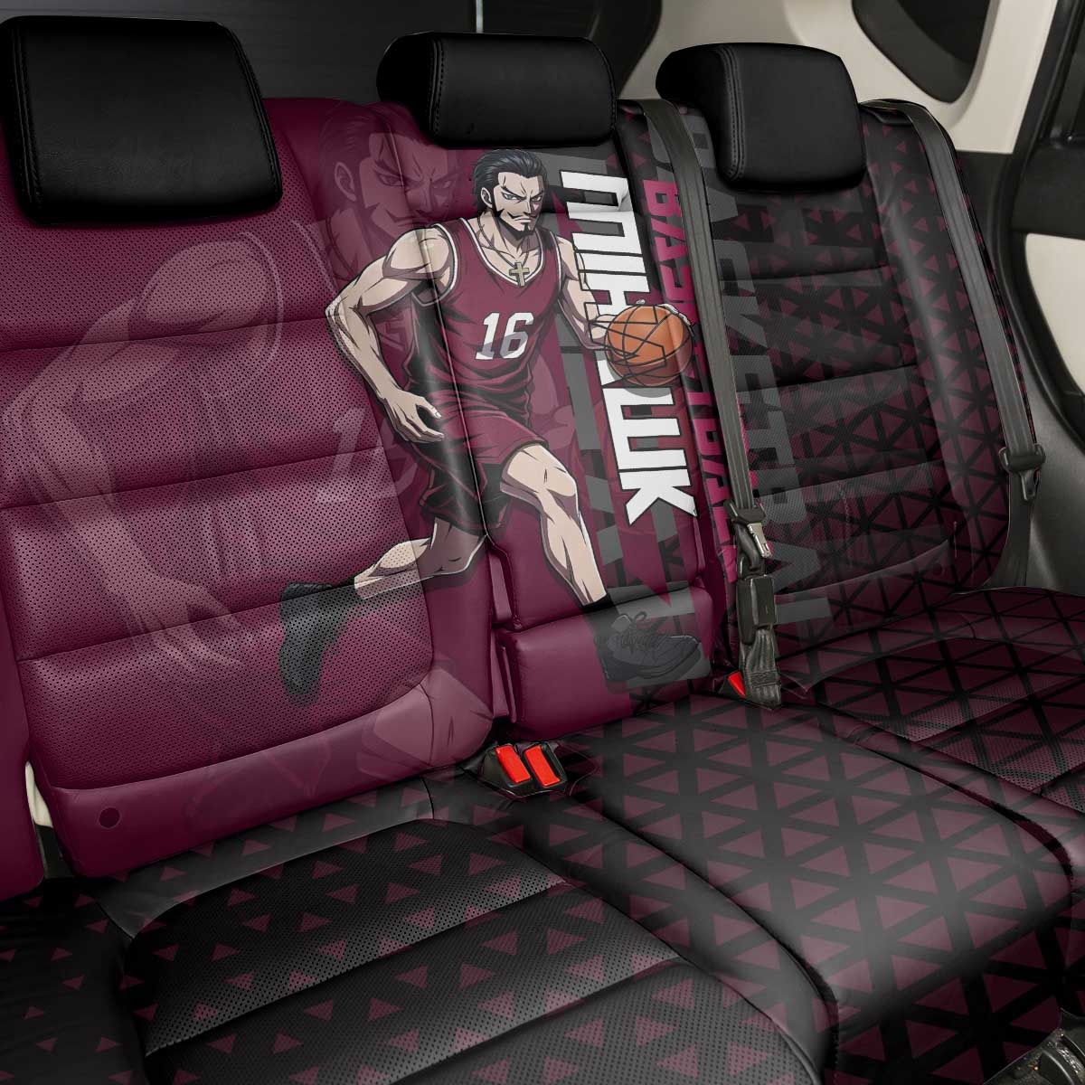 Mihawk One Piece Basketball Back Car Seat Cover Aggressive Pose - The Mazicc