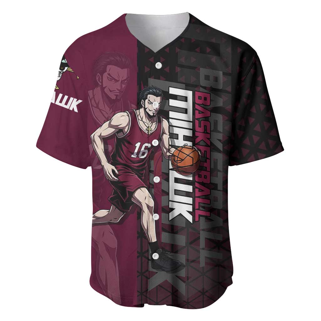 Mihawk One Piece Basketball Baseball Jersey Aggressive Pose - The Mazicc
