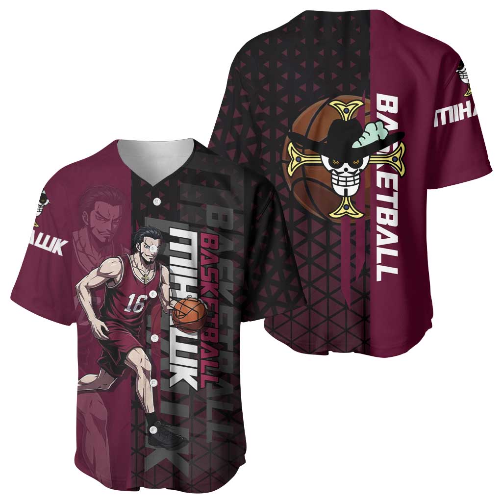 Mihawk One Piece Basketball Baseball Jersey Aggressive Pose - The Mazicc