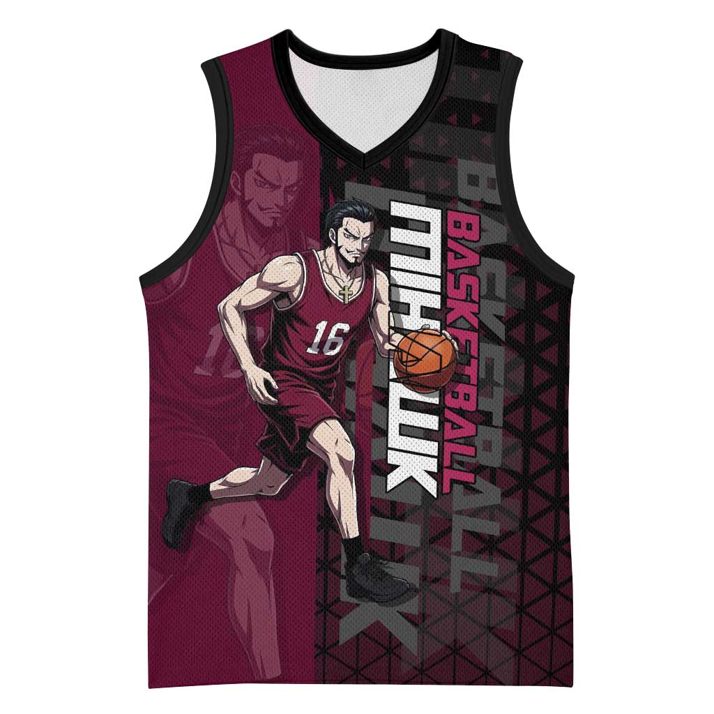 Mihawk One Piece Basketball Basketball Jersey Aggressive Pose - The Mazicc