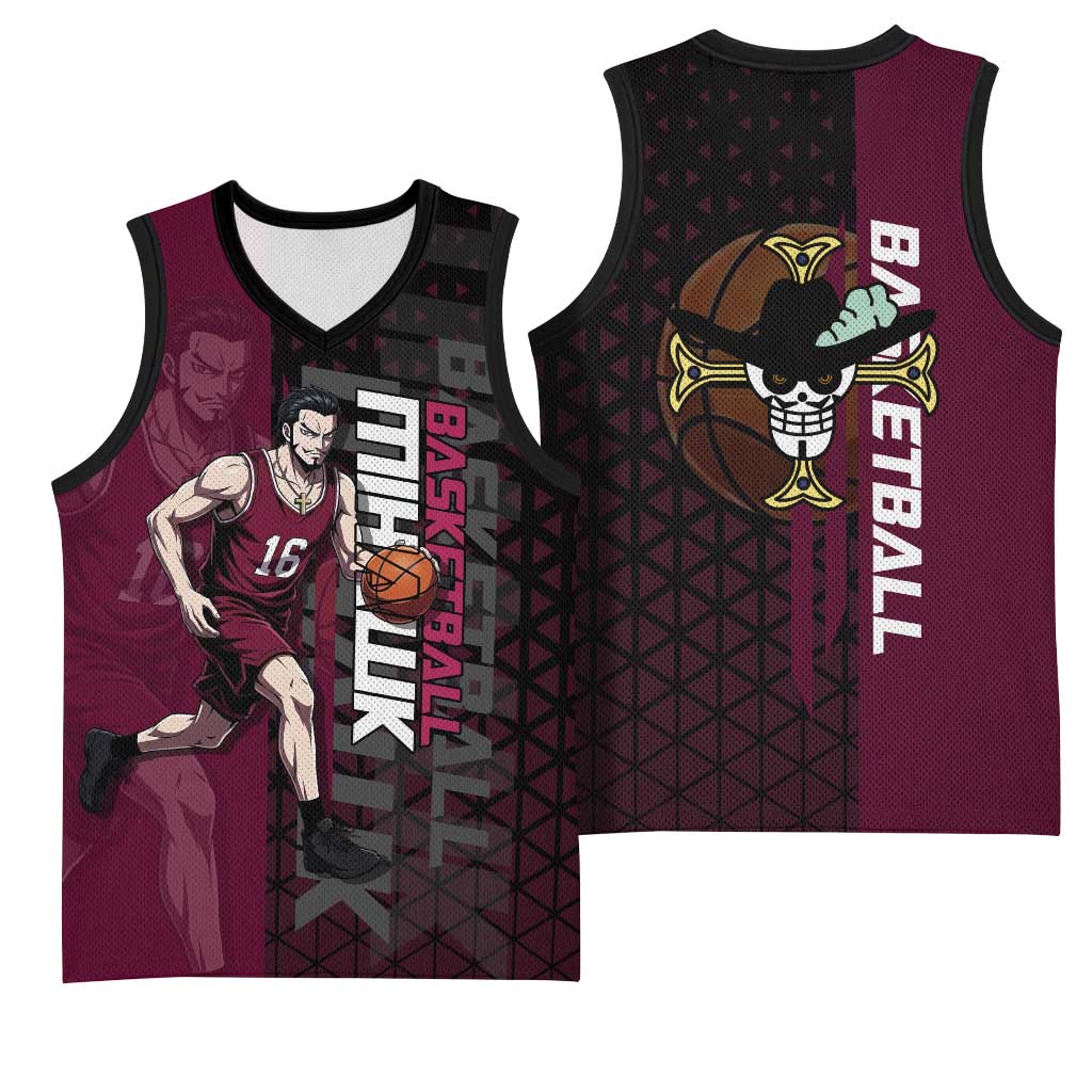 Mihawk One Piece Basketball Basketball Jersey Aggressive Pose - The Mazicc