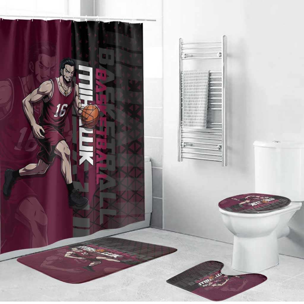 Mihawk One Piece Basketball Bathroom Set Aggressive Pose - The Mazicc