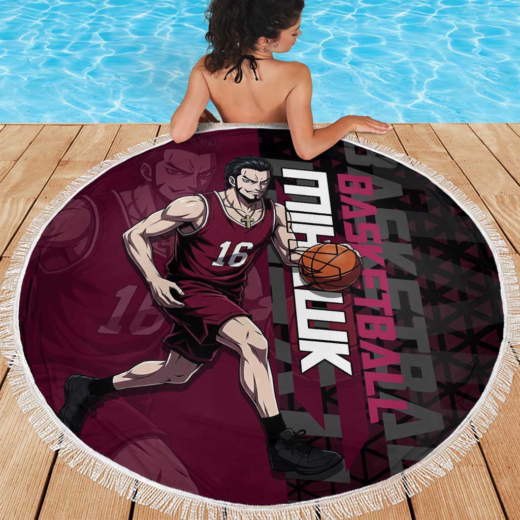 Mihawk One Piece Basketball Beach Blanket Aggressive Pose - The Mazicc