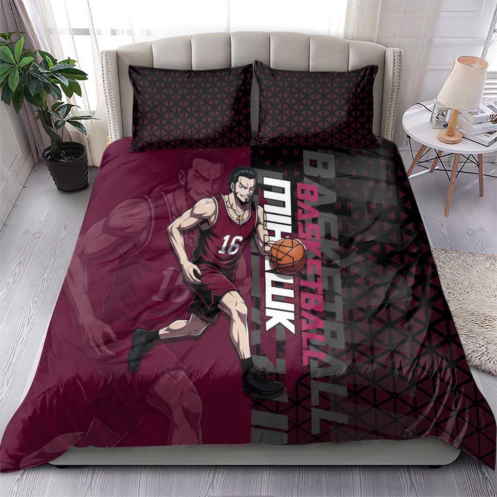 Mihawk One Piece Basketball Bedding Set Aggressive Pose - The Mazicc