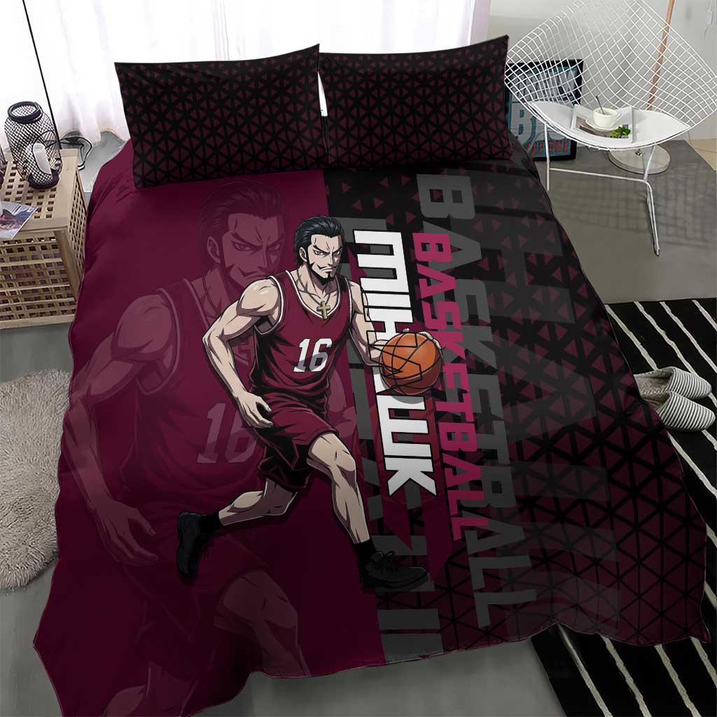 Mihawk One Piece Basketball Bedding Set Aggressive Pose - The Mazicc