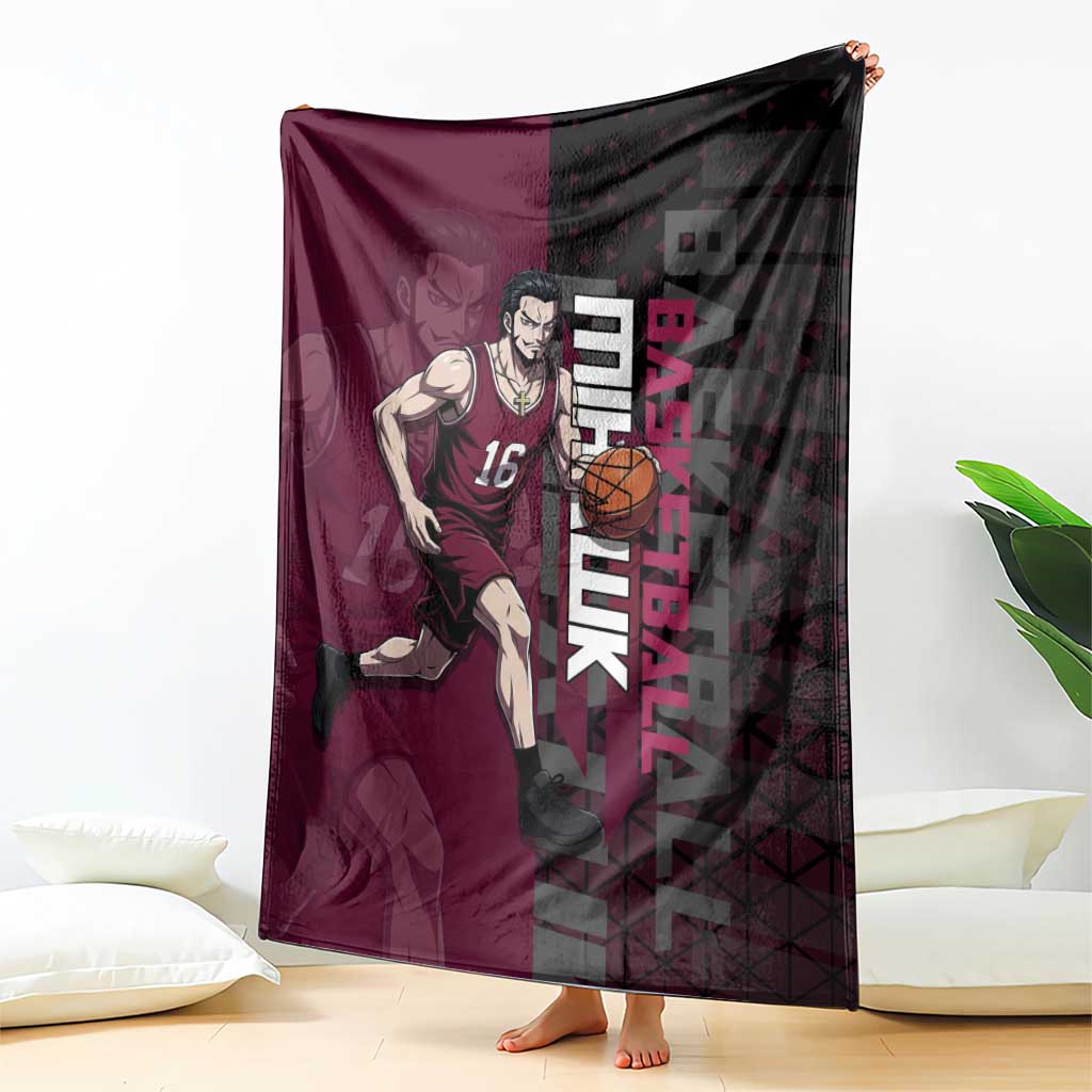 Mihawk One Piece Basketball Blanket Aggressive Pose - The Mazicc