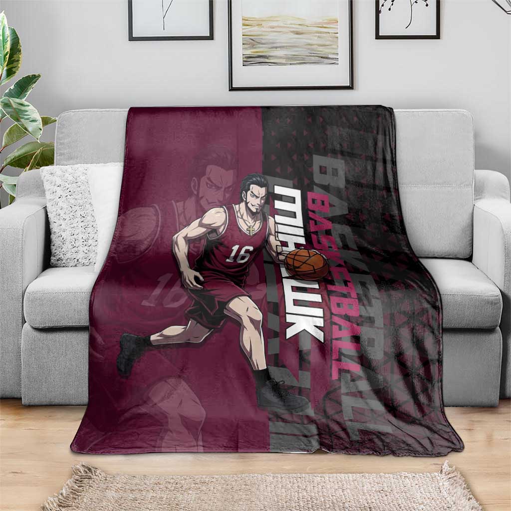 Mihawk One Piece Basketball Blanket Aggressive Pose - The Mazicc