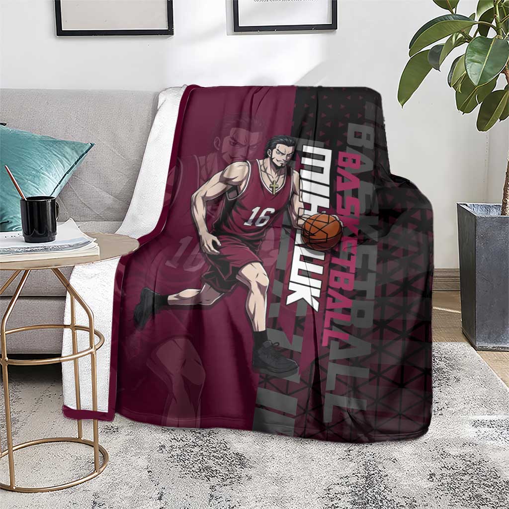 Mihawk One Piece Basketball Blanket Aggressive Pose - The Mazicc