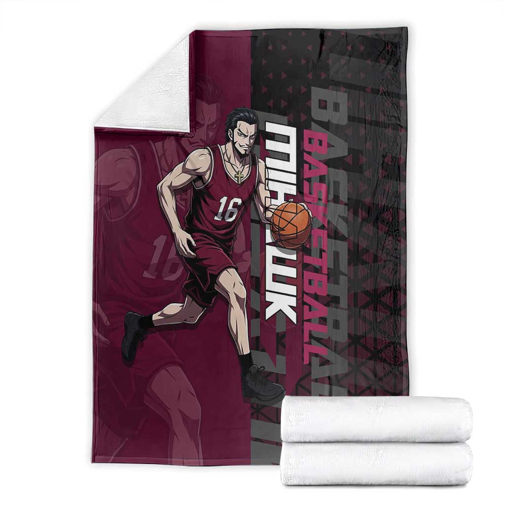 Mihawk One Piece Basketball Blanket Aggressive Pose - The Mazicc