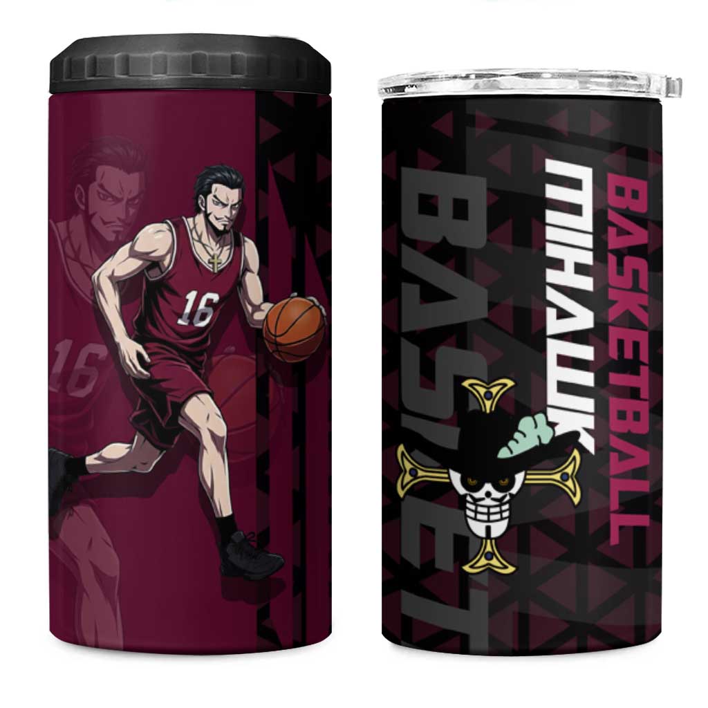 Mihawk One Piece Basketball 4 in 1 Can Cooler Tumbler Aggressive Pose - The Mazicc