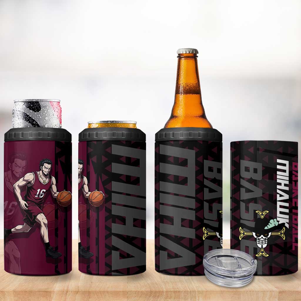Mihawk One Piece Basketball 4 in 1 Can Cooler Tumbler Aggressive Pose - The Mazicc