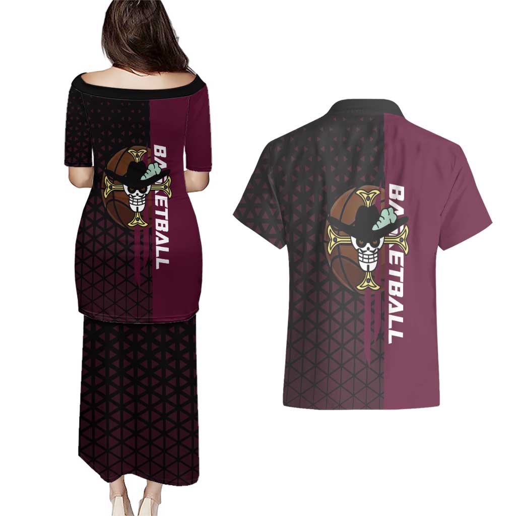 Mihawk One Piece Basketball Couples Matching Puletasi and Hawaiian Shirt Aggressive Pose - The Mazicc