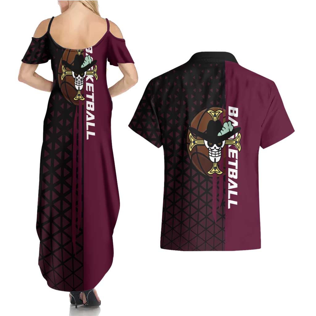 Mihawk One Piece Basketball Couples Matching Summer Maxi Dress and Hawaiian Shirt Aggressive Pose - The Mazicc